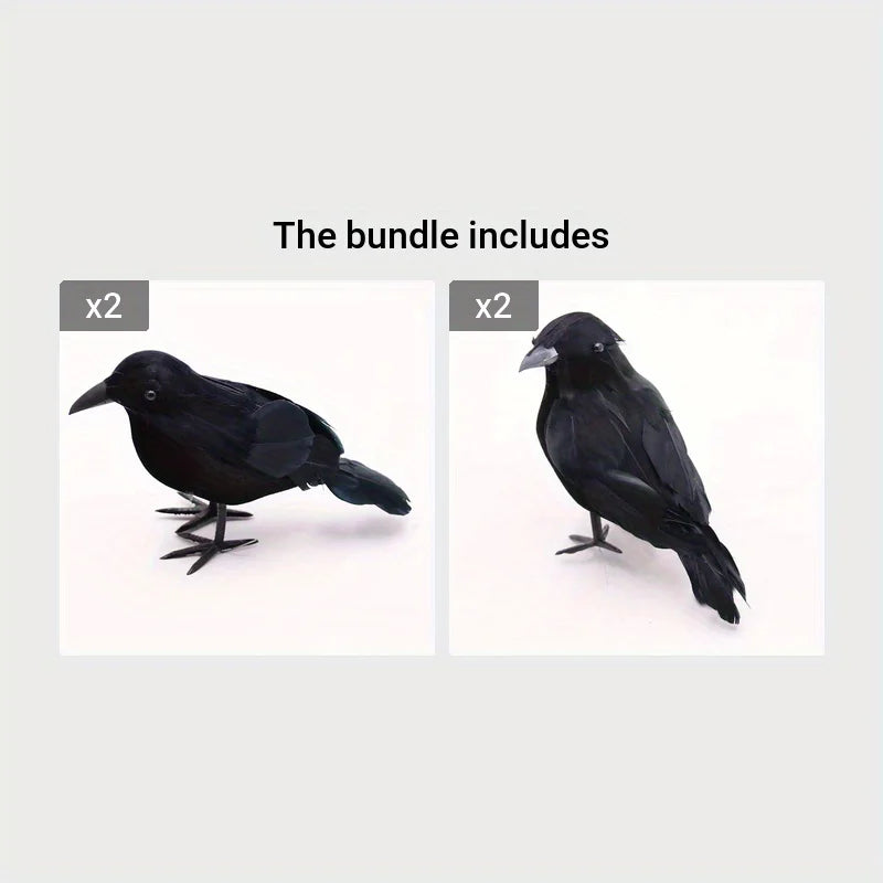 Simulation animal black feathered crow, Halloween ghost decoration props, three forms to choose from