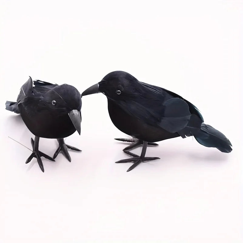 Simulation animal black feathered crow, Halloween ghost decoration props, three forms to choose from