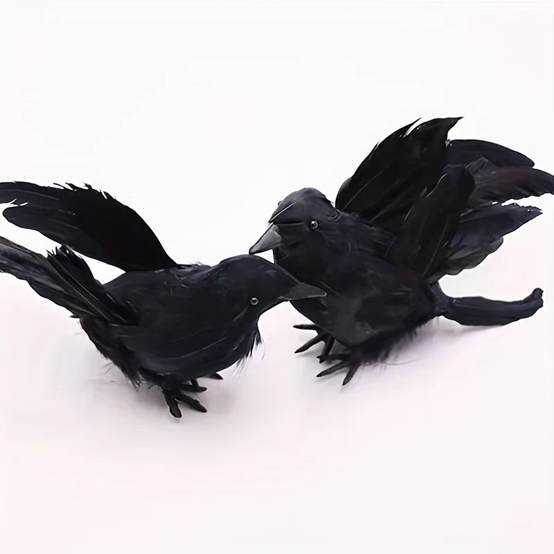 Simulation animal black feathered crow, Halloween ghost decoration props, three forms to choose from