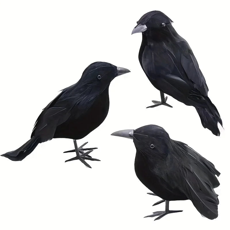Simulation animal black feathered crow, Halloween ghost decoration props, three forms to choose from