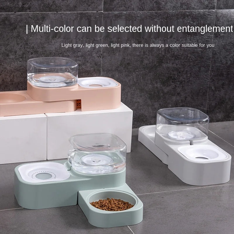 1.5L Pet water fountain automatic feeder Square rotating double bowl for drinking Dog cat  basin not wet mouth  supplies