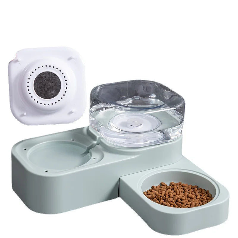 1.5L Pet water fountain automatic feeder Square rotating double bowl for drinking Dog cat  basin not wet mouth  supplies