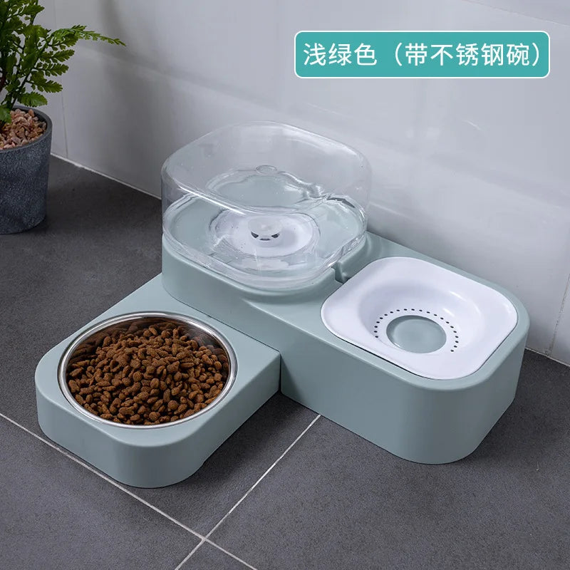 1.5L Pet water fountain automatic feeder Square rotating double bowl for drinking Dog cat  basin not wet mouth  supplies