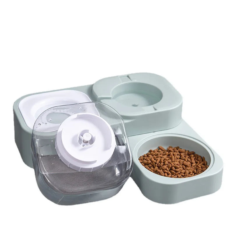 1.5L Pet water fountain automatic feeder Square rotating double bowl for drinking Dog cat  basin not wet mouth  supplies