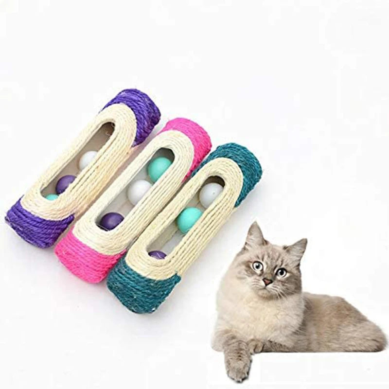 Cat Toys Scratcher Rolling Tunnel Sisal Ball Trapped with 3 Ball Toys for Cat Interactive Training Scratching Toys Cat Scratche