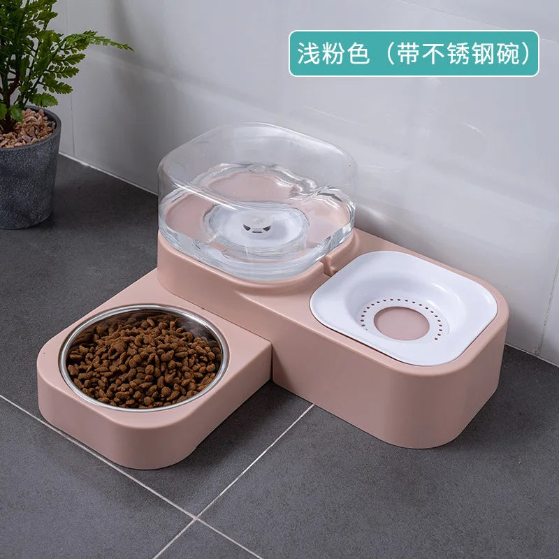 1.5L Pet water fountain automatic feeder Square rotating double bowl for drinking Dog cat  basin not wet mouth  supplies