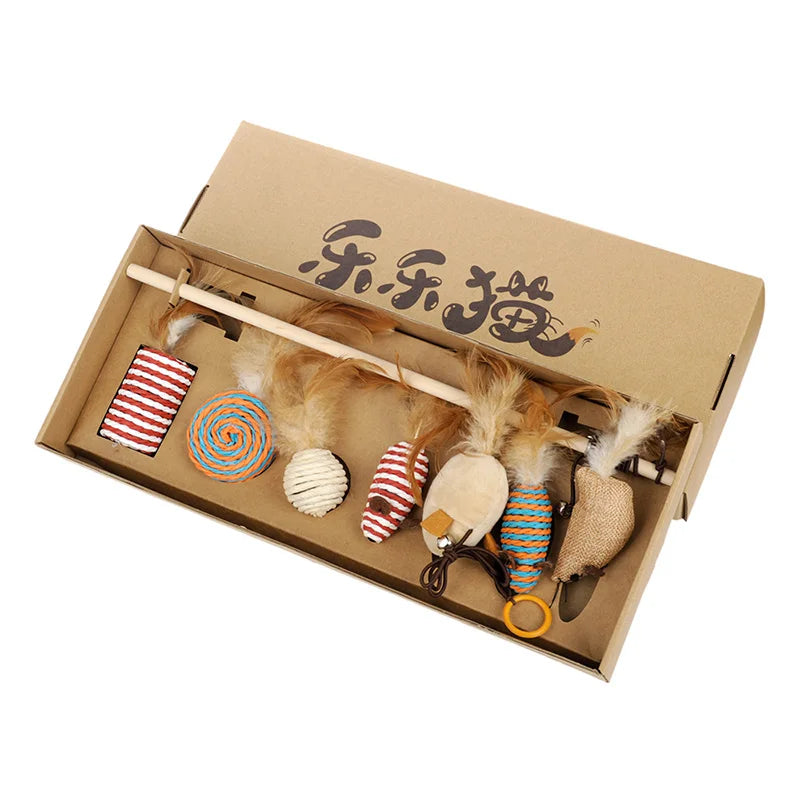 HOOPET Pet cat toys gatos toy long rods hair mouse funny kitten cat toy set
