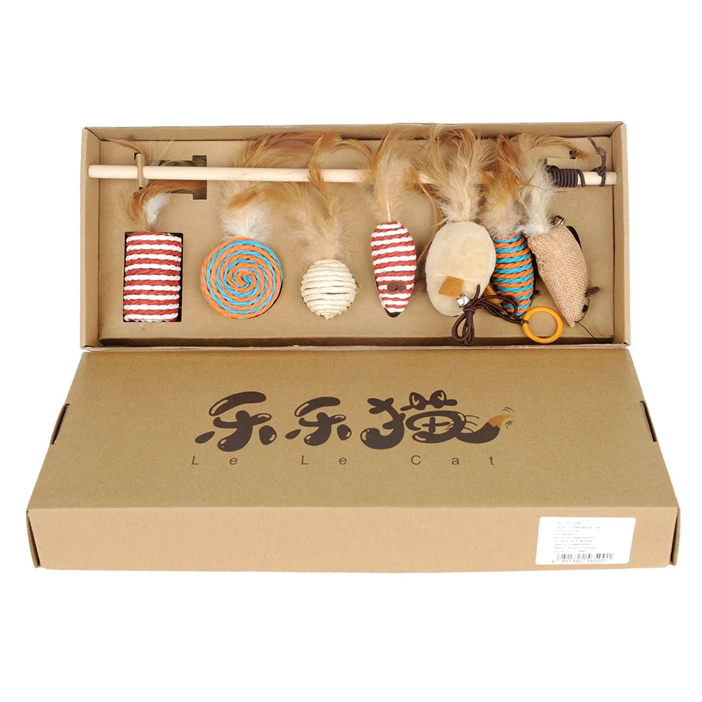 HOOPET Pet cat toys gatos toy long rods hair mouse funny kitten cat toy set