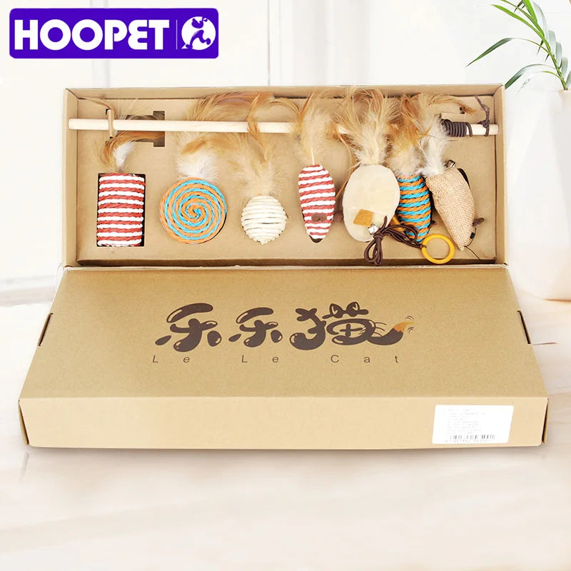 HOOPET Pet cat toys gatos toy long rods hair mouse funny kitten cat toy set