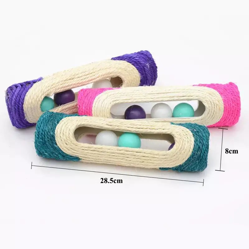 Cat Toys Scratcher Rolling Tunnel Sisal Ball Trapped with 3 Ball Toys for Cat Interactive Training Scratching Toys Cat Scratche