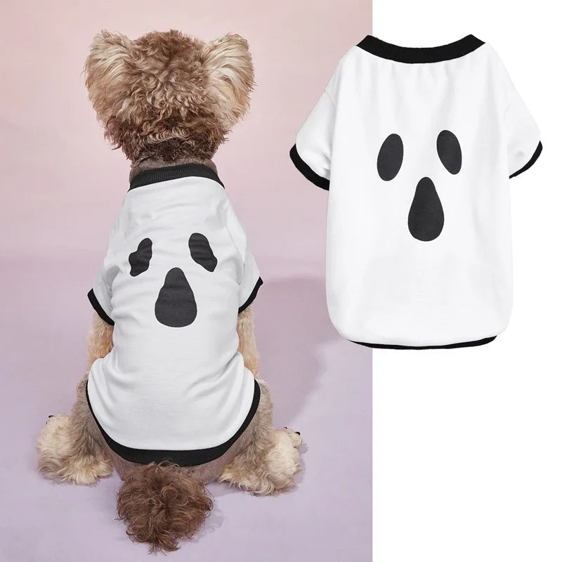 Halloween Pet Clothing Thin Cat Dog Holiday Costume Pumpkin Skull Teddy Funny T-Shirt