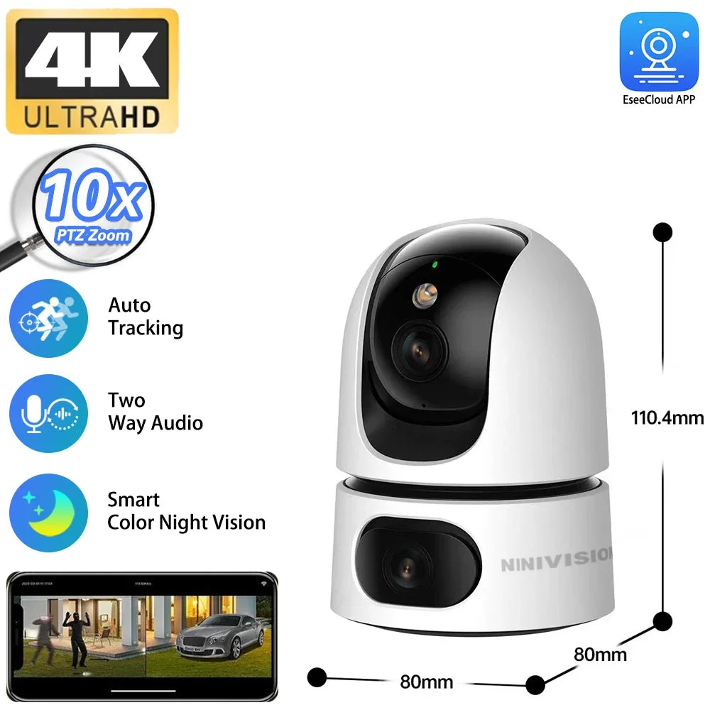 Indoor Auto Tracking Pet Detection Smart WIFI IP 5MP Camera 10X PTZ Zoom Color Night Vision PT Surveillance Cameras