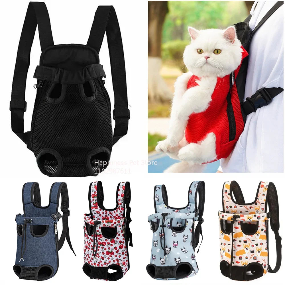 New Models Upgraded Adjustable Cat and Dog Carrying Bag Pet Backpack Portable Bag Outdoor Travel Camping Hiking Chest Carrying