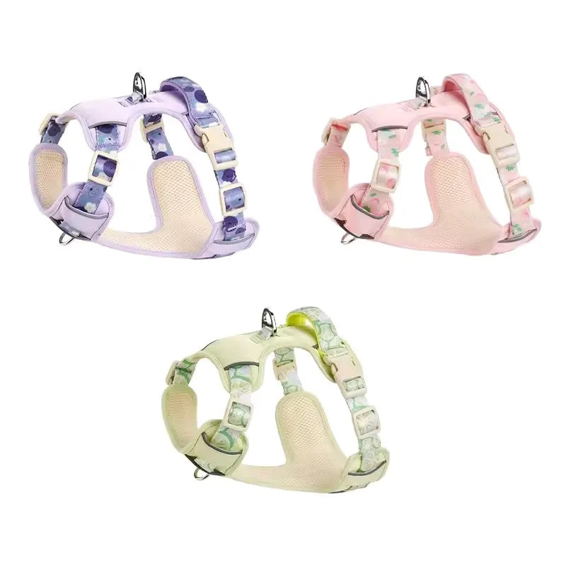 Adjustable Dog Summer Vest Style Pet Harness Breathable Dog Walking Leash With Reflective Strap For Puppy Dog Outdoor Supplies