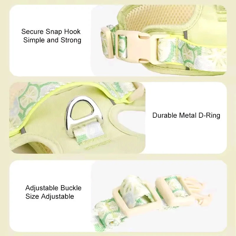 Adjustable Dog Summer Vest Style Pet Harness Breathable Dog Walking Leash With Reflective Strap For Puppy Dog Outdoor Supplies