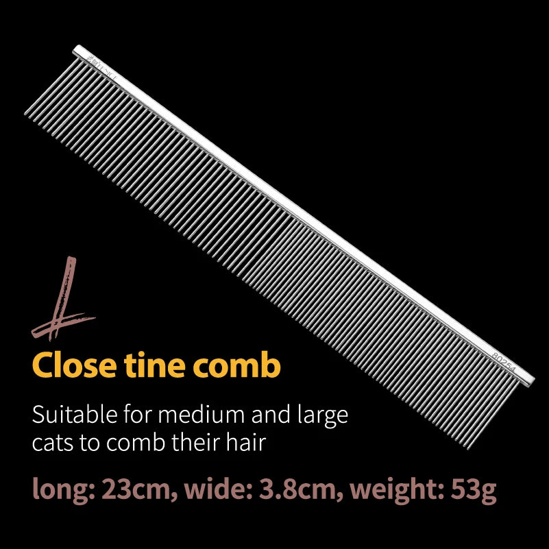Fenice Professional Anti-Corrosion Grooming Comb For Dogs Cats Tapered Stainless Steel Pins Pet Grooming Supplies