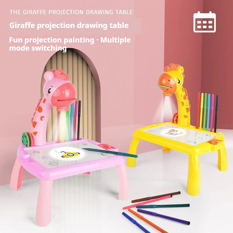 Children led projector drawing table Multifunctional  toy painting set table educational board learning tools painting toys
