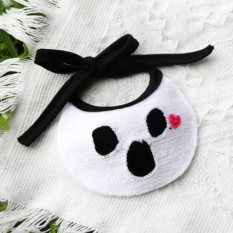 Halloween Dog Cat Lace Saliva Towel Bib Pumpkin Ghost Festival Christmas Pet Supplies Clothes Party Decoration Supplies Gift