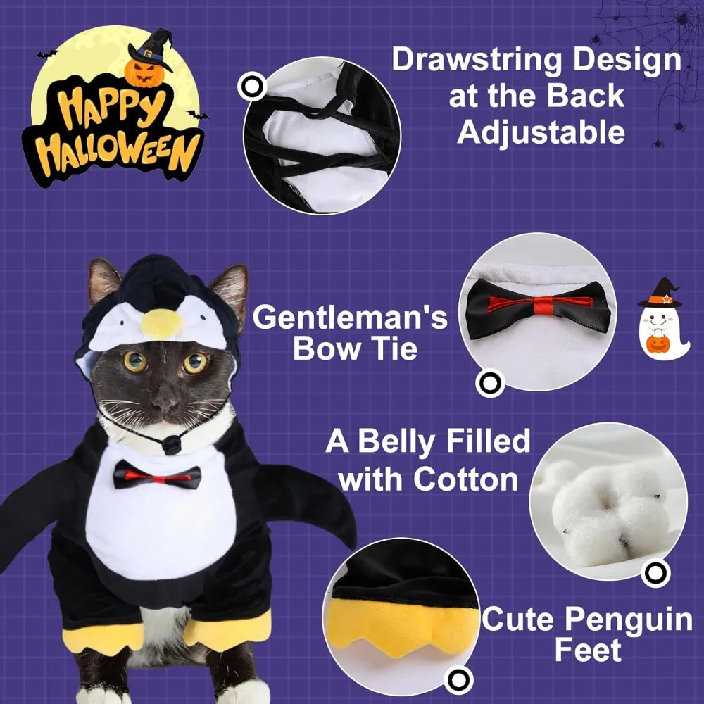 DELIFUR Dog Halloween Penguin Costume - Adorable Pet Clothes Animal Cosplay Halloween Cat Costume for Small and Medium Dogs Holi