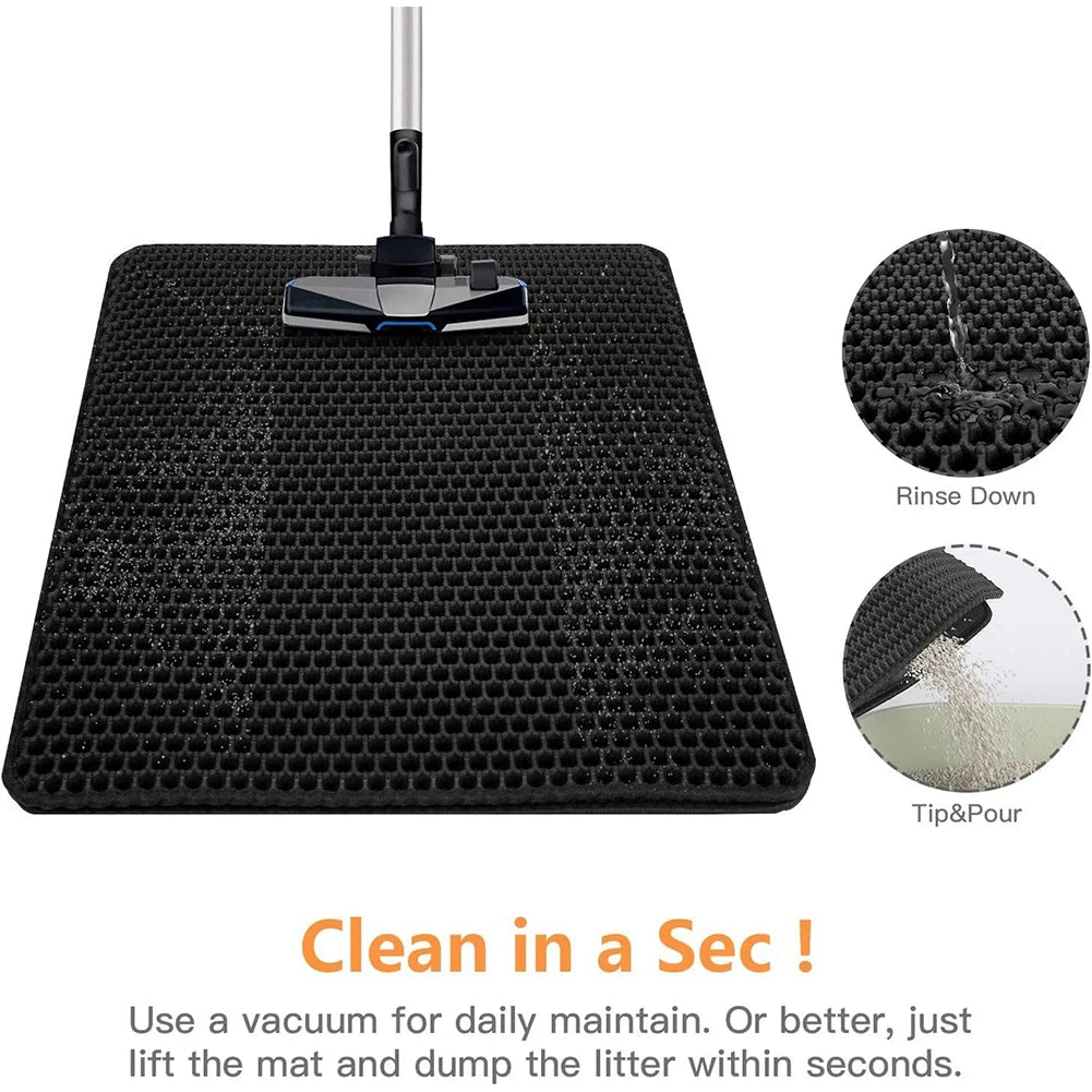 Cat Litter Mat Double Layer Waterproof Urine Proof Trapping Mat Easy to Clean Non-Slip Toilet Pad Cat Scratch Pad Large Foot Pad