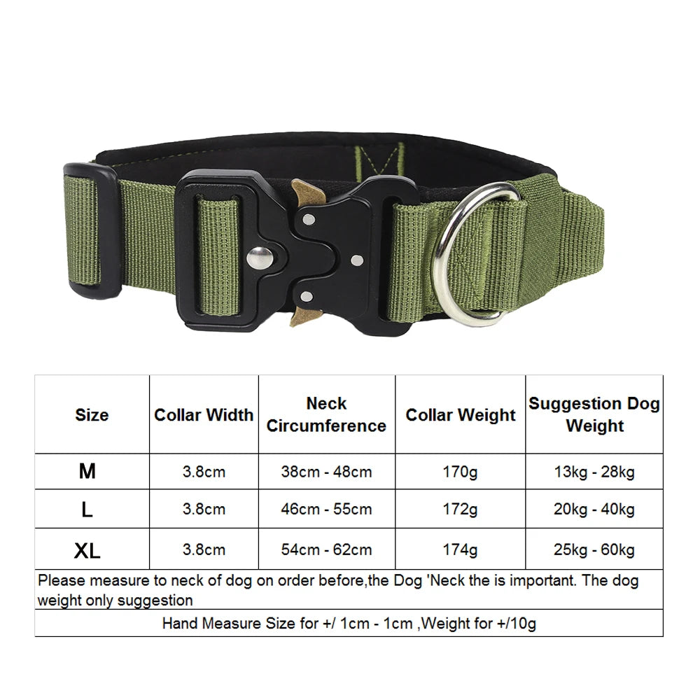 Tactical Dog Collars Adjustable Heavy Duty Dog Leash Collar Heavy Metal Buckle With Control Handle For Medium Large Dogs Leashes