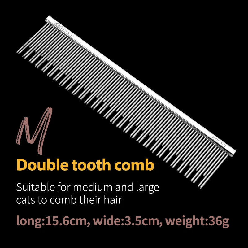 Fenice Professional Anti-Corrosion Grooming Comb For Dogs Cats Tapered Stainless Steel Pins Pet Grooming Supplies