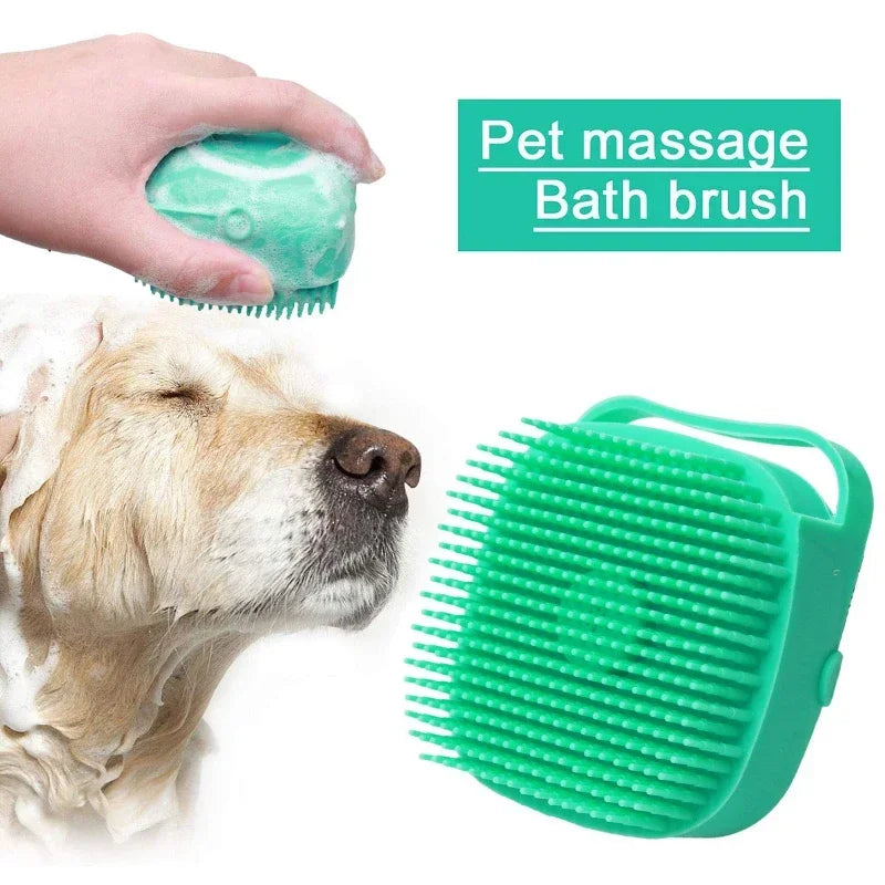 Pet Dog Shampoo Brush 2.7oz 80ml Cat Massage Comb Grooming Scrubber for Bathing Short Hair Soft Silicone Rubber Dog accessories