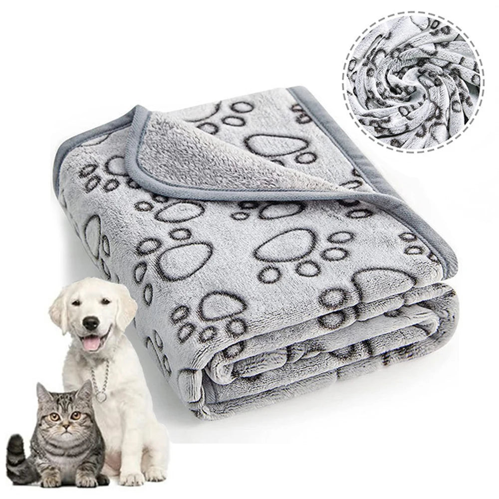 Soft Fluffy Pet Blanket Cute Paw Printed Pet Mat Warm and Comfortable Puppy Bed Mat Breathable Blanket Cover for Cats Small Dogs