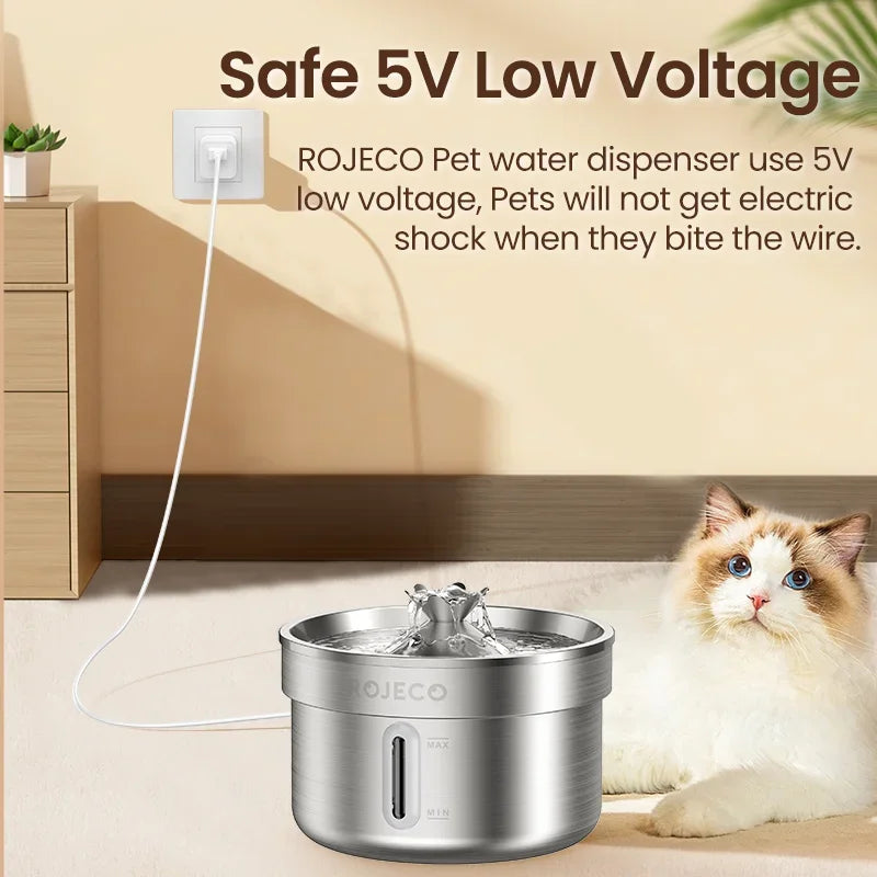 Stainless Steel Pet Drinking Fountain Automatic Cat Water Fountain Smart Pet Water Dispenser for Dog Cat Drinking Supply
