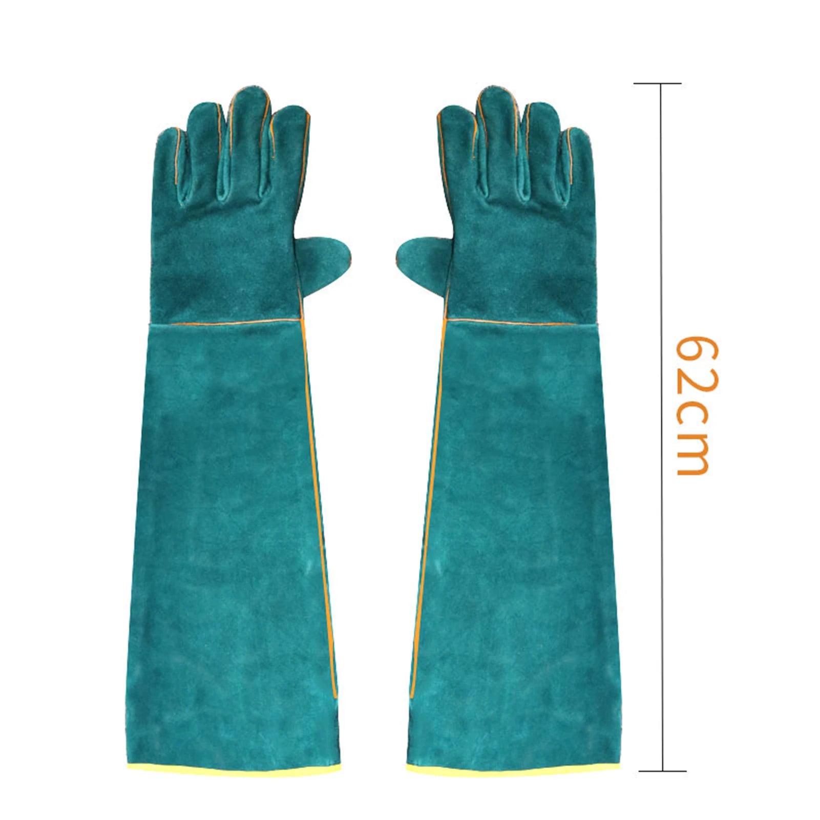 Anti-Bite Safety Gloves Ultra Long Leather Green Pets Grip Biting Protective Gloves for Catch Dog Cat Reptiles Animal