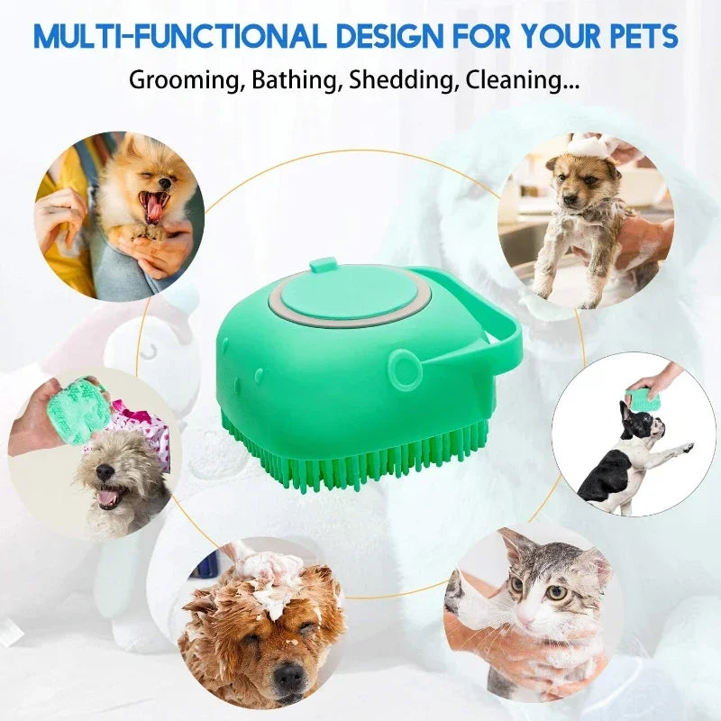 Pet Dog Shampoo Brush 2.7oz 80ml Cat Massage Comb Grooming Scrubber for Bathing Short Hair Soft Silicone Rubber Dog accessories