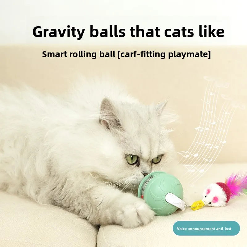 Smart Interactive Cat Toy Ball with Voice Alert Laser and Detachable Tail Durable Quiet Type C Rechargeable for Endless Fun