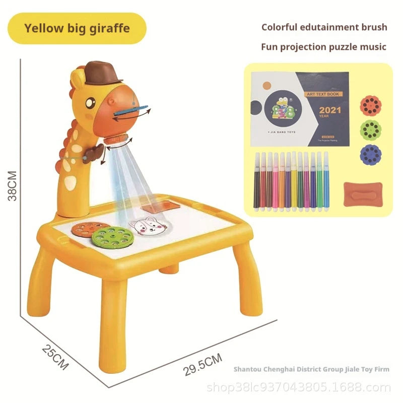 Children led projector drawing table Multifunctional  toy painting set table educational board learning tools painting toys