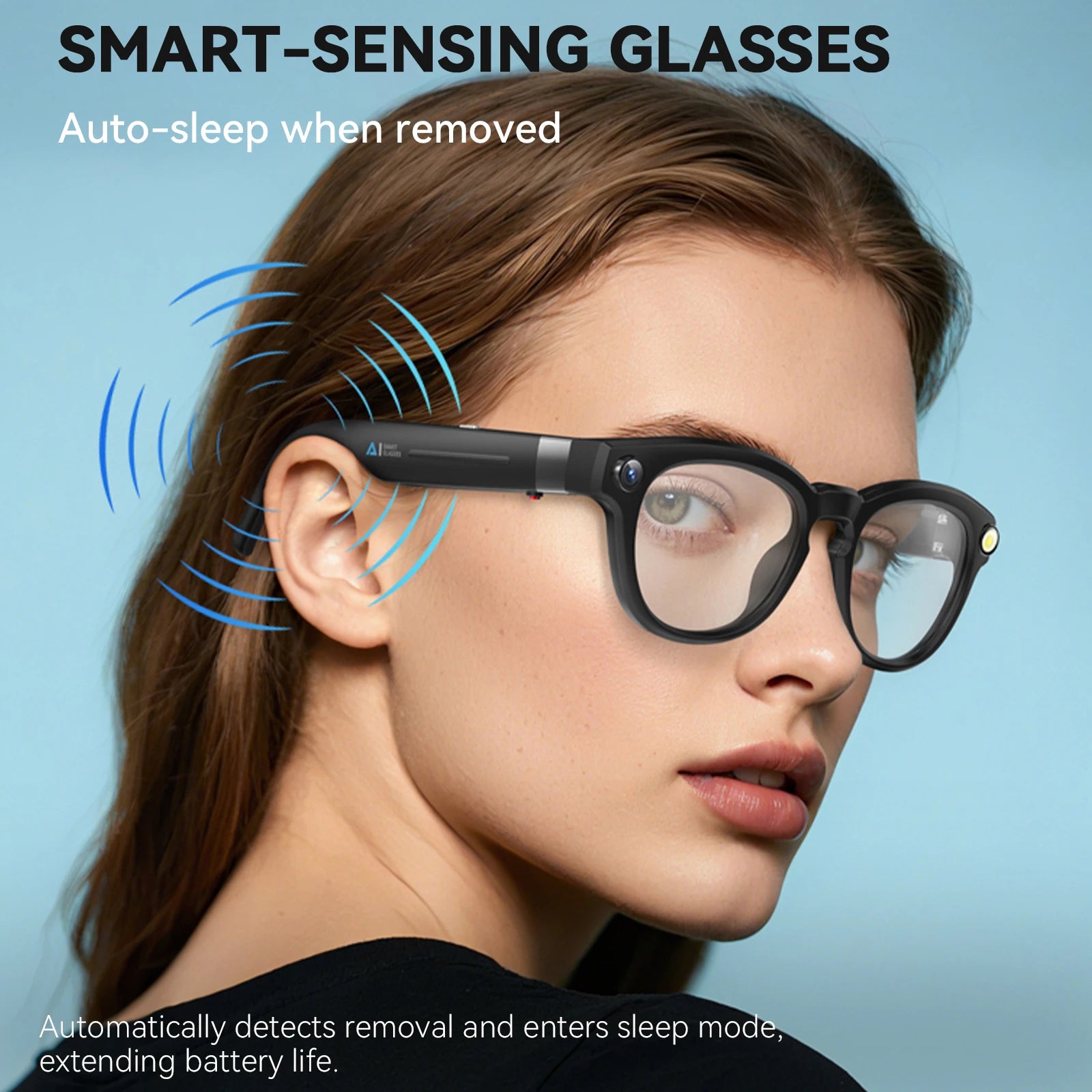 EIGIIS AI Smart Glasses Bluetooth Call With AI Voice Translate Intelligent shooting function Noise Reduction Waterproof Glasses