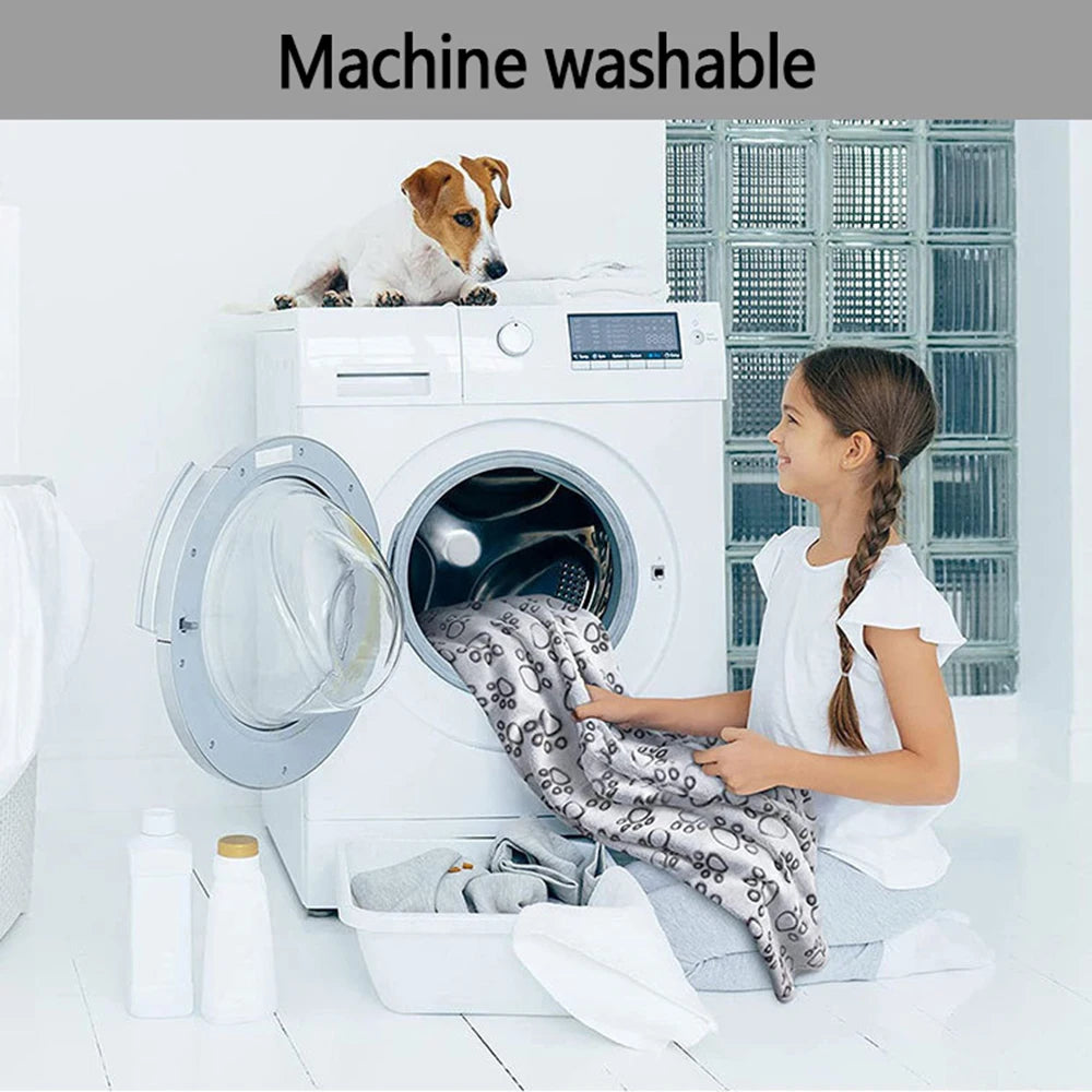 Soft Fluffy Pet Blanket Cute Paw Printed Pet Mat Warm and Comfortable Puppy Bed Mat Breathable Blanket Cover for Cats Small Dogs