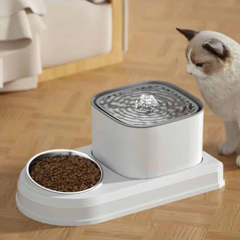 Automatic Cat Feeder and Drinker Combo Cat Water & Food Bowl Cat Water Fountain Recirculate Filtring Water Dispenser Pet Supplie