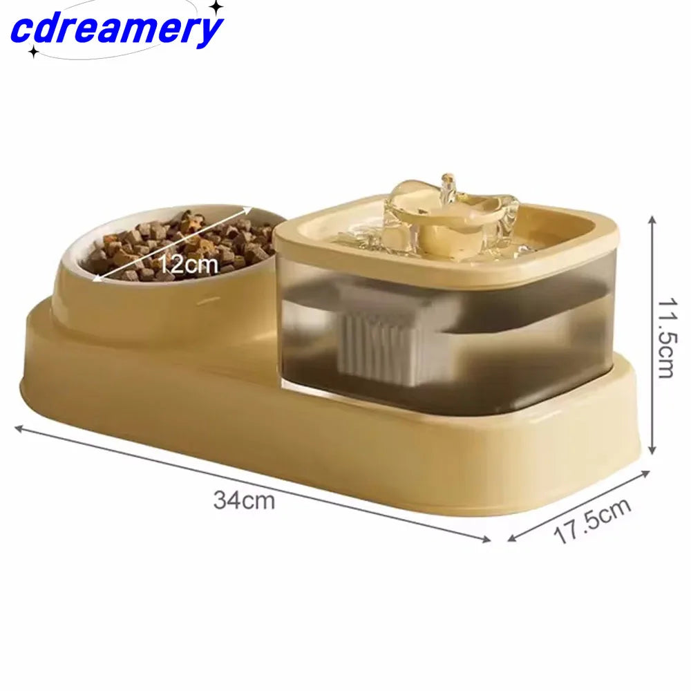 CDY Pets Water Fountain Auto Filter USB Electric Mute Drinker Bowl 2-in-1 Recirculate Filtring Drinker for Cats Water Dispenser