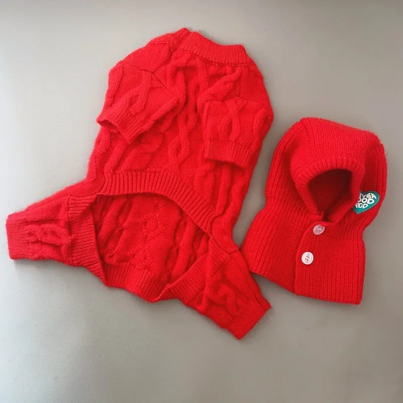 Dog Winter Clothes Knitted Pet Clothes and hat For Small Medium Dogs Chihuahua Puppy Pet Sweater Yorkshire Pure Dog Sweater