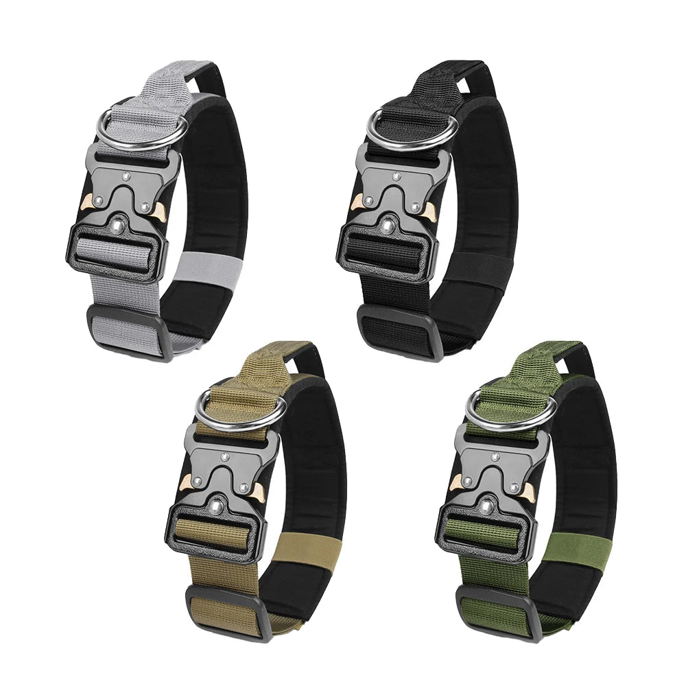 Tactical Dog Collars Adjustable Heavy Duty Dog Leash Collar Heavy Metal Buckle With Control Handle For Medium Large Dogs Leashes