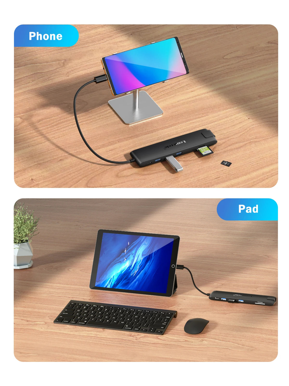 Lemorele TC96 USB Hub USB 3.1 Dock Station USBC to Dual HDMI 4K 10Gpbs Type-C 100W Gigabit Ethernet Adapter VGA USBC 3.1 for Mac