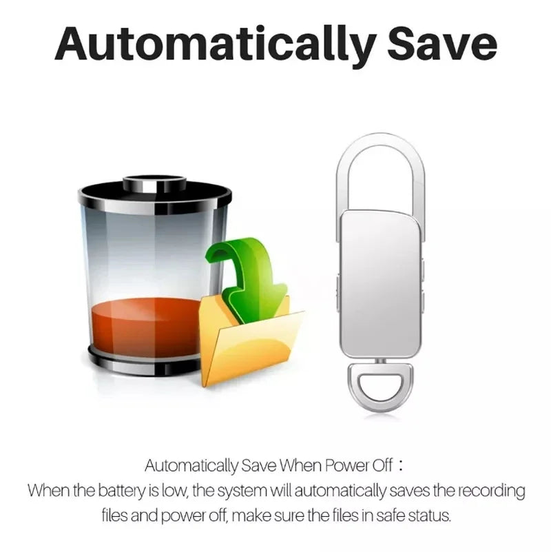 Smart Audio Voice Activated Recorder Mini Dictaphone Professional Recording MP3 Flash Drive Digital Audio Record Keychain 64GB