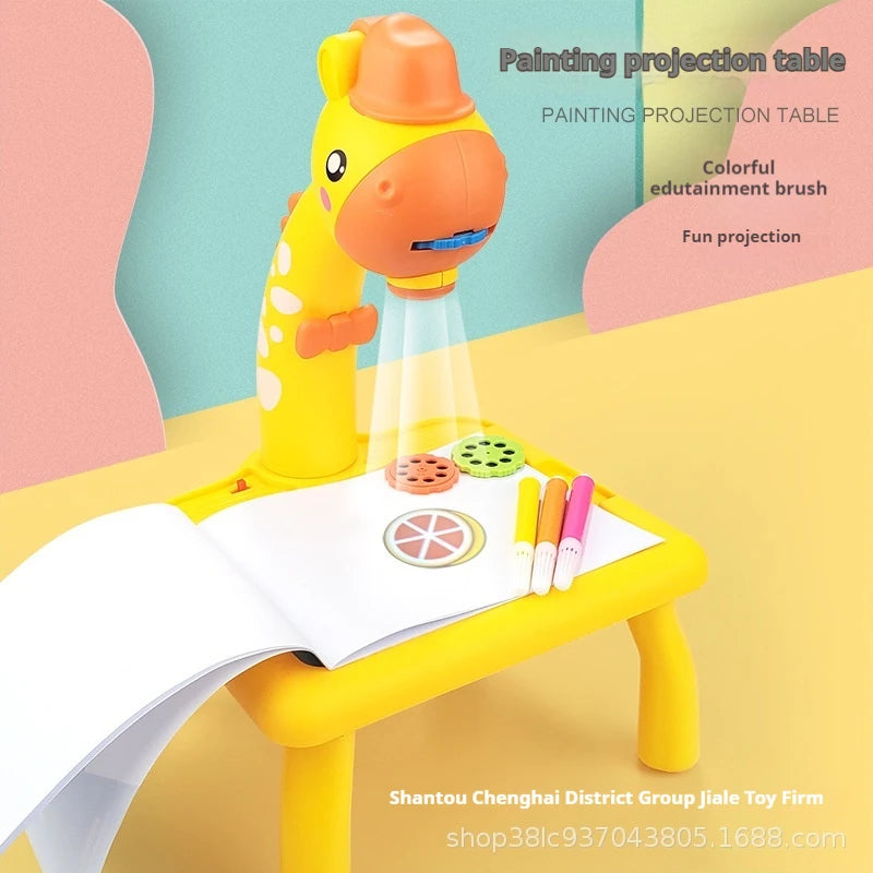 Children led projector drawing table Multifunctional  toy painting set table educational board learning tools painting toys