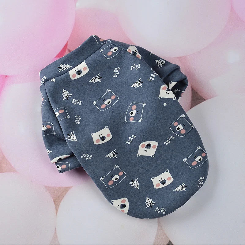 Cute Small Dogs Hoodies T-shirt winter Print clothes for Small Medium dogs cats Puppy pug chihuahua schnauzer Pet Costume XS-XL