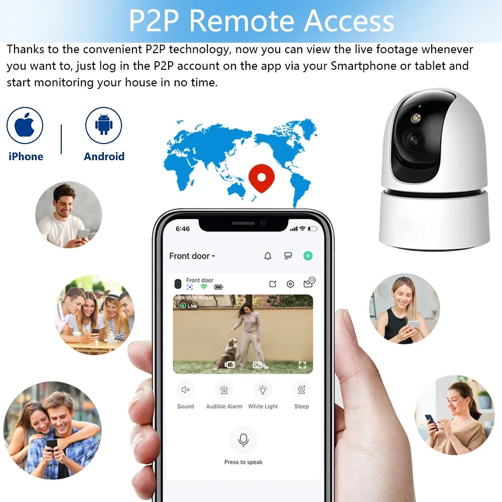 Indoor Auto Tracking Pet Detection Smart WIFI IP 5MP Camera 10X PTZ Zoom Color Night Vision PT Surveillance Cameras