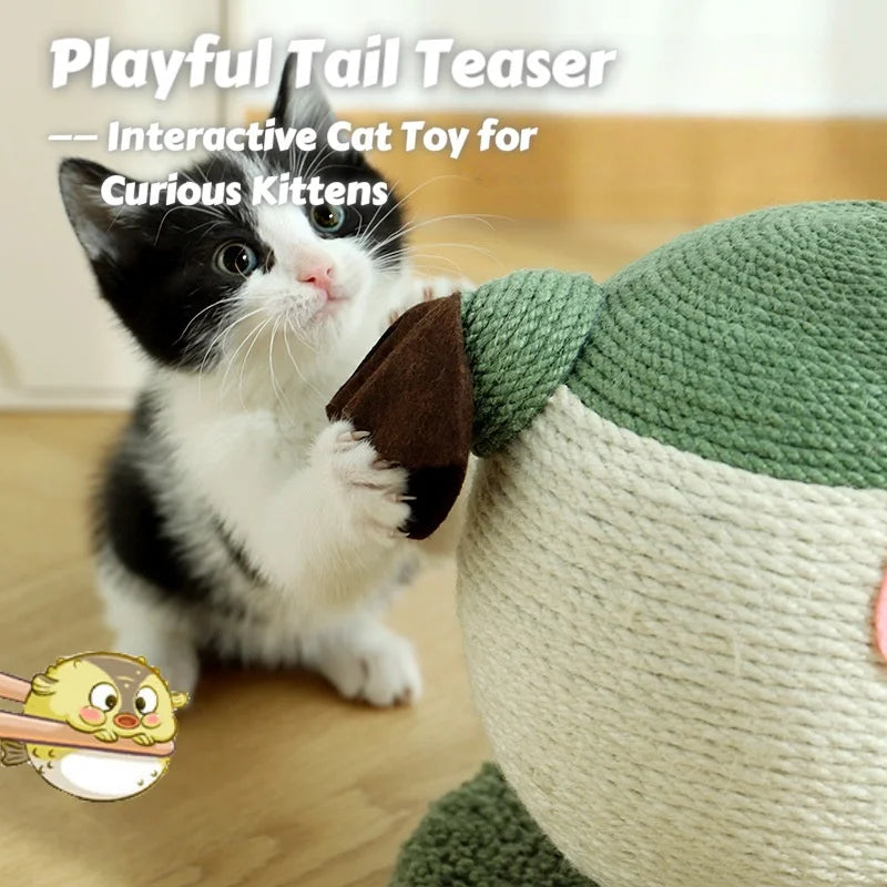 Pufferfish Scratching Ball Cat Toy – Self-Play Textured Surface with Grippy Fibers Solo Entertainment Pet Interactive Toys