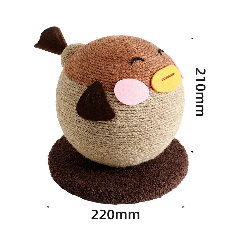 Pufferfish Scratching Ball Cat Toy – Self-Play Textured Surface with Grippy Fibers Solo Entertainment Pet Interactive Toys