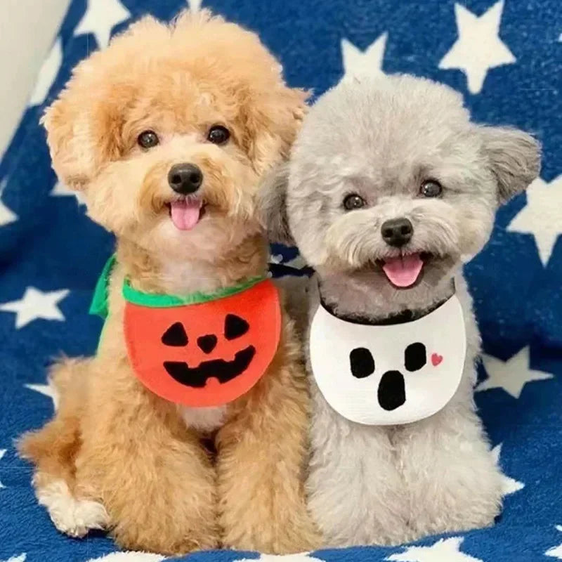 Halloween Dog Cat Lace Saliva Towel Bib Pumpkin Ghost Festival Christmas Pet Supplies Clothes Party Decoration Supplies Gift