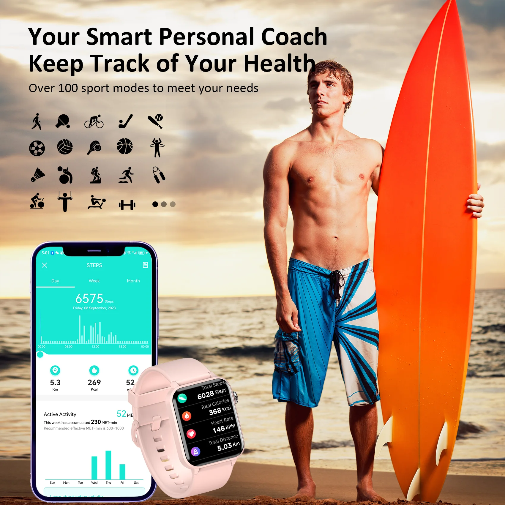 Baolubao TFT Display Smart Watch Make/Receive Phone Calls Smartwatch For Men Women Blood Oxygen 100+ Sports Modes Christmas Gift