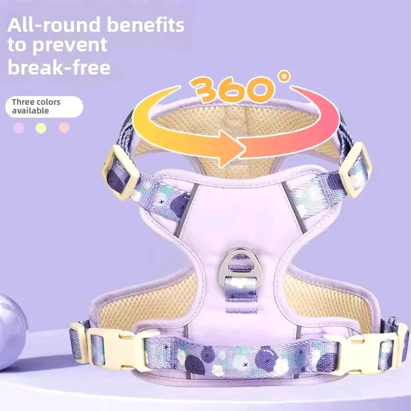 Adjustable Dog Summer Vest Style Pet Harness Breathable Dog Walking Leash With Reflective Strap For Puppy Dog Outdoor Supplies