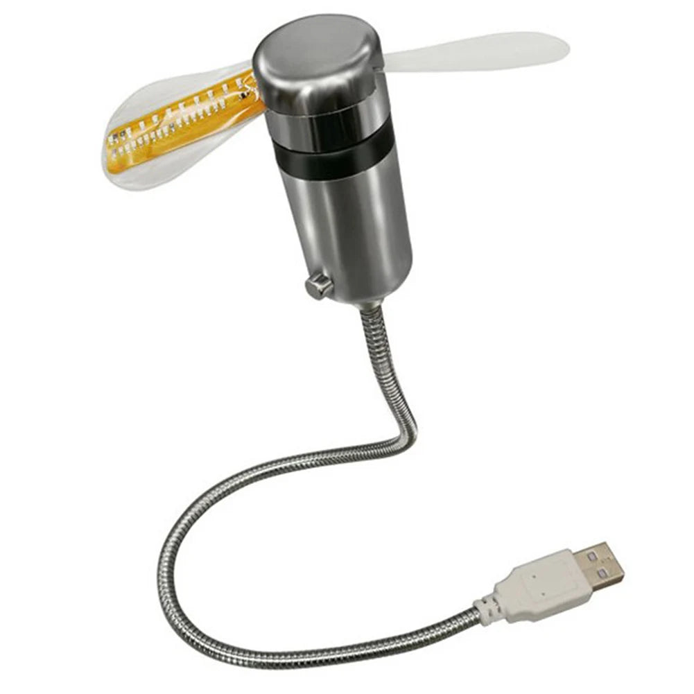 LED Clock Fan Time Temperature Display Mini Cooling Flashing Fan DC 5V Hand Mini USB Fan Portable Gadgets for Laptop PC Notebook